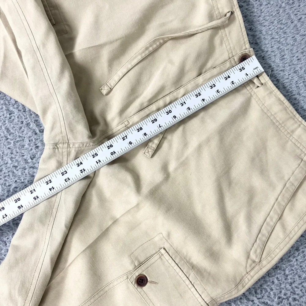Polo Ralph Lauren Shorts Mens 32 Tan Cargo Silk Linen Cotton Drawstring Resort